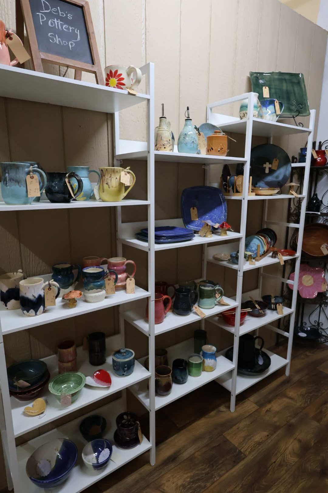 Local handmade pottery display