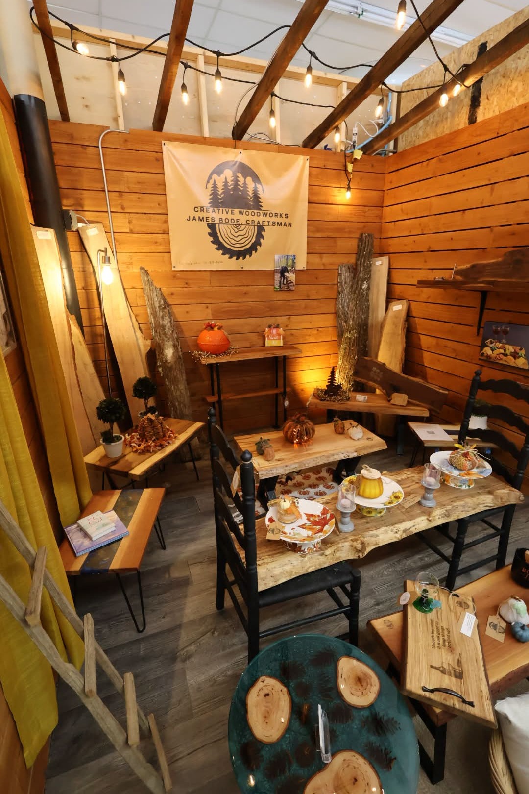 Handcrafted woodwork vendor booth